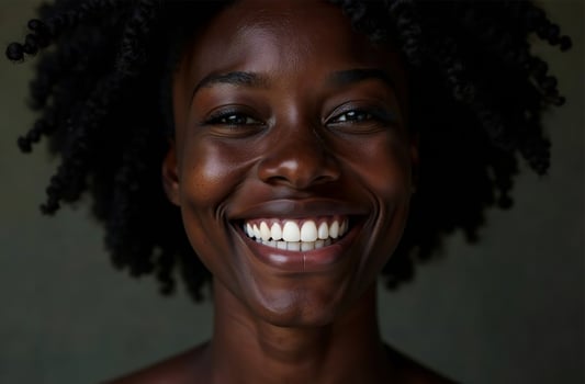 Large nice portrait of young smiling beautiful woman, female image photo