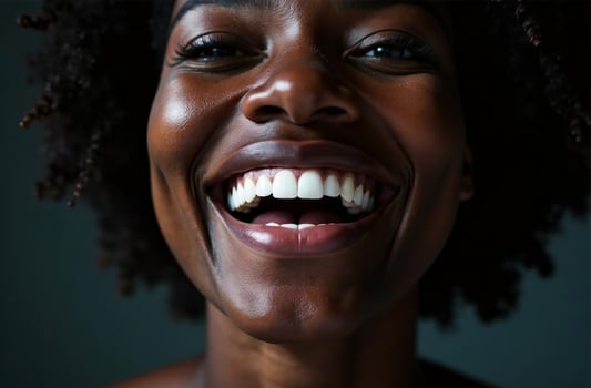 Large portrait young smiling beautiful woman, female image photo