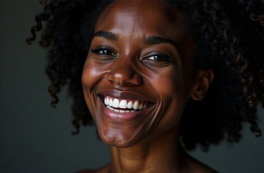 Large portrait Beautiful of young smiling beautiful woman, female image photo
