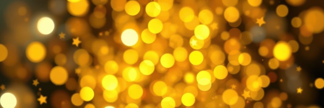 Golden bokeh background with shimmering lights and stars creating a festive atmosphere during a celebration photo
