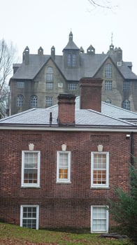 An old house built with the concrete located in the Dolystown of the USA photo