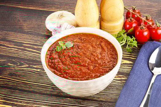 Spanish traditional gazpacho tomato soup photo