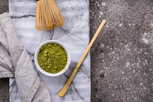 Japanese matcha green tea powder photo