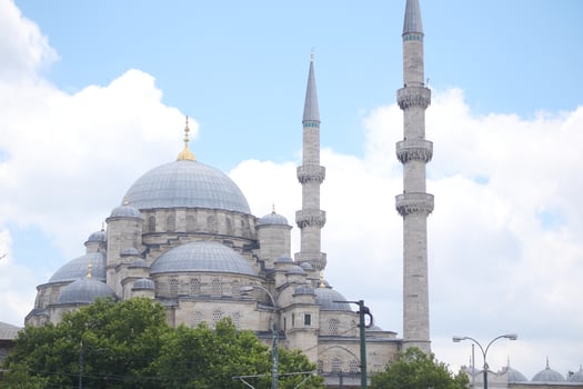 Enjoy a Stunning View of Historic Mosque Domes and Majestic Minarets Against the Sky in istanbul photo