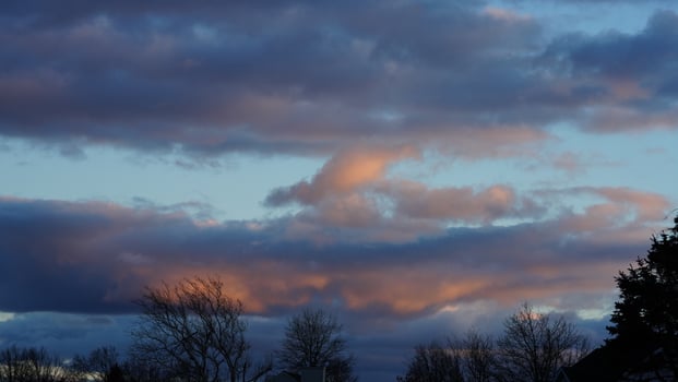 The beautiful sunset sky view with the colorful clouds as background photo