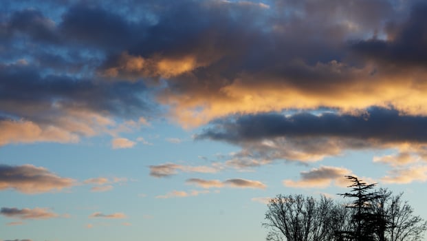 The beautiful sunset sky view with the colorful clouds as background photo
