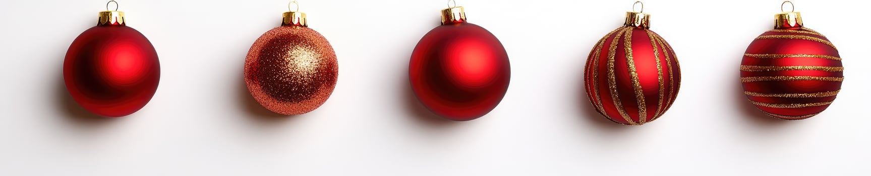 Festive Christmas background with red and gold baubles for holiday decoration and design photo