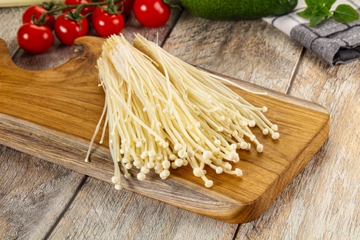 Raw enoki mushroom for cooking photo
