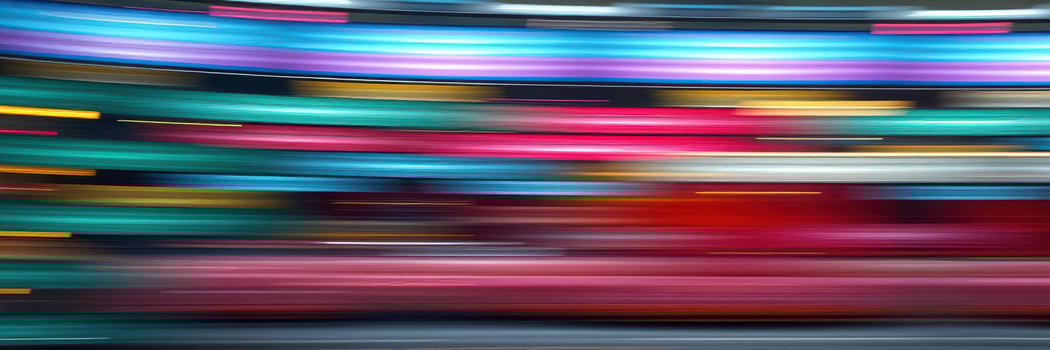 Colorful light trails create a dynamic atmosphere in an urban nightlife setting during evening hours photo