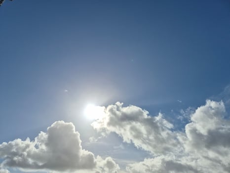 Cumulus Clouds in a Natural Landscape at Horizon photo