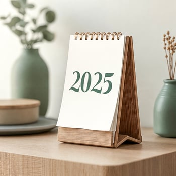 simple wooden 2025 desktop calendar photo