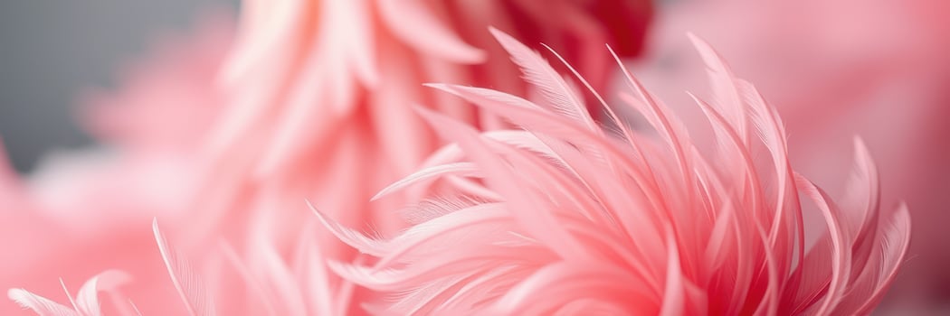 Soft pink feathers create a delicate and whimsical atmosphere in a close-up display photo