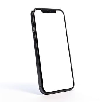Black smartphone mockup template with blank screen on white background photo