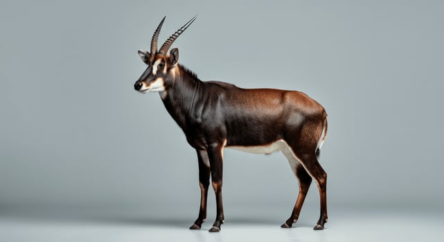 Graceful sable antelope portrait against neutral background for wildlife and conservation themes photo