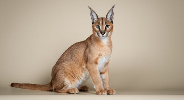 Serene portrait of a majestic caracal on neutral background photo