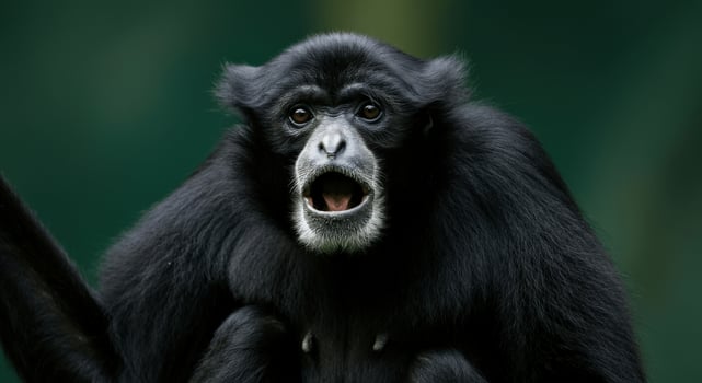 Expressive primate in natural habitat displaying lively behavior photo