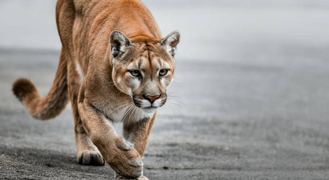 Majestic cougar stalking in wilderness terrain for nature exploration design photo