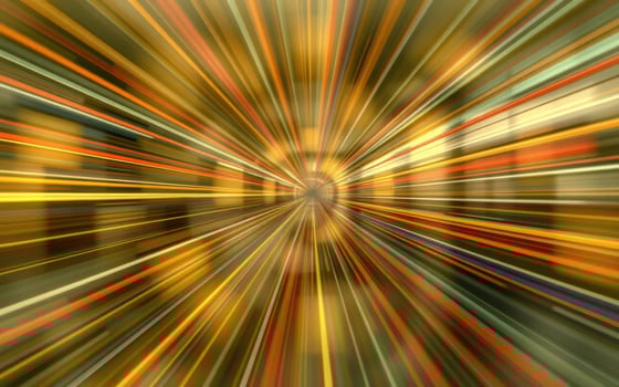 Dynamic burst of light and color in an urban subway environment during rush hour photo