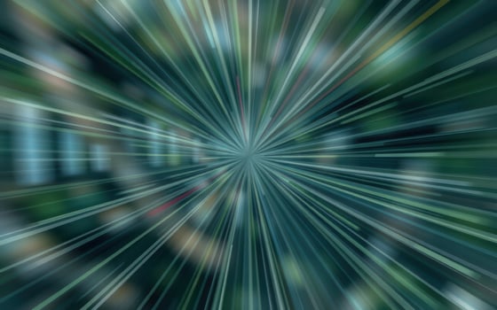 Abstract representation of light beams radiating from a central point in a dynamic pattern photo