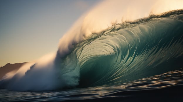 Powerful ocean wave crashing photo