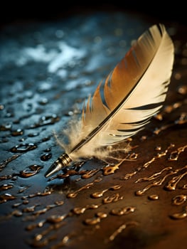 Feather on Wet Surface photo