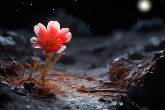 Vibrant Flower Blooming in Moonlit Night photo