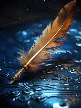 Magical Feather Quill on Enchanted Water photo