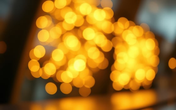Warm golden lights create an enchanting atmosphere in a cozy indoor setting during evening hours photo