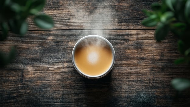 A cup of coffee with steam coming out of it photo