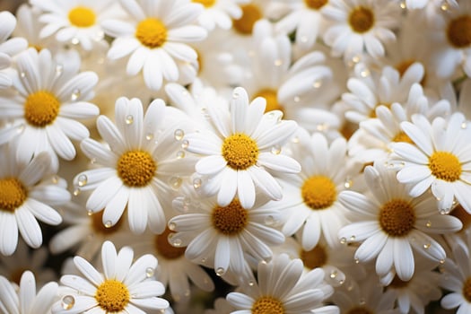 Delicate white daisy flowers with water droplets photo
