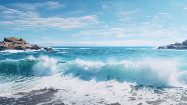 Crashing waves on a rocky coastline photo