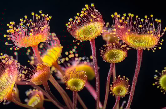 Close-up of Sundew Plant with Dew Drops on Tentacles photo