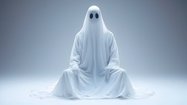 A white ghost with black eyes photo