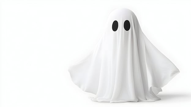 A white ghost with black eyes photo