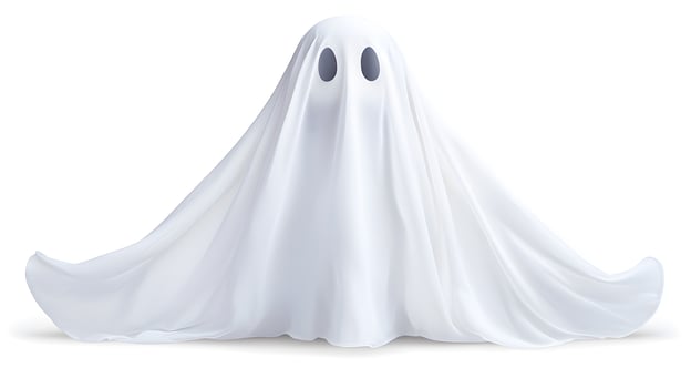 A white ghost with black eyes photo