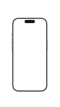 Natural titanium smartphone mockup template with blank screen on white background photo