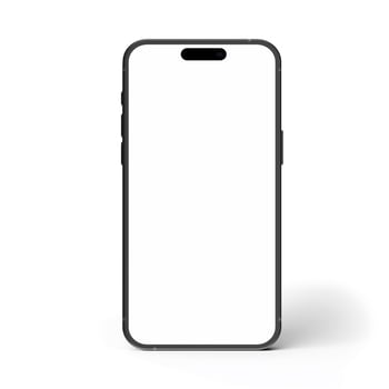 Black smartphone mockup template with blank screen on white background photo