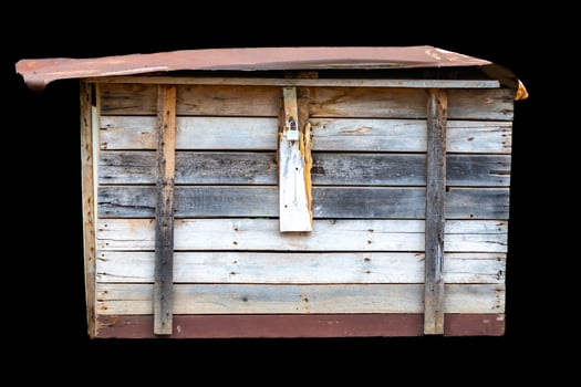 Old rustic wooden box isolated on black background photo