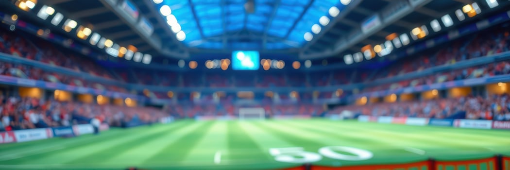 Exciting match in modern stadium with enthusiastic crowd and vibrant atmosphere during daytime event photo