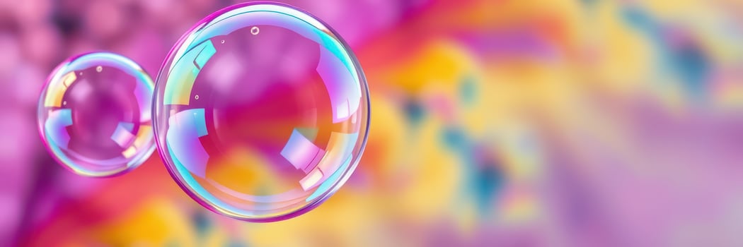 Colorful soap bubbles float against a vibrant and abstract background, adding whimsy to the atmosphere photo