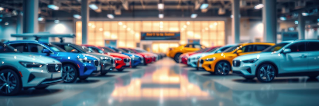 Variety of modern vehicles on display in a spacious auto showroom with bright lighting and a welcoming atmosphere photo