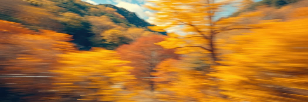 Autumn colors blur together in a vibrant landscape during a serene afternoon in the mountains photo