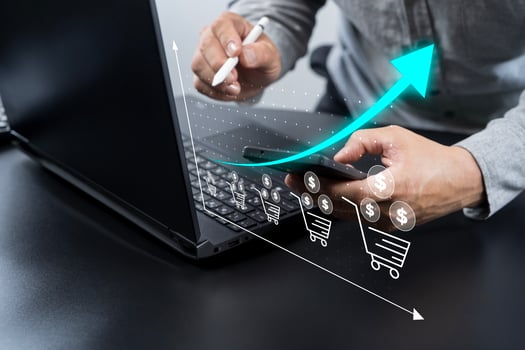 Business ecommerce concept. Online purchase, ecommerce store, online business, shopping on the internet. photo
