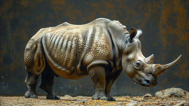 Intricately crafted life-sized model of a rhino with a hippo's head and body. photo