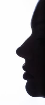 Silhouette of a woman s face on a white background photo