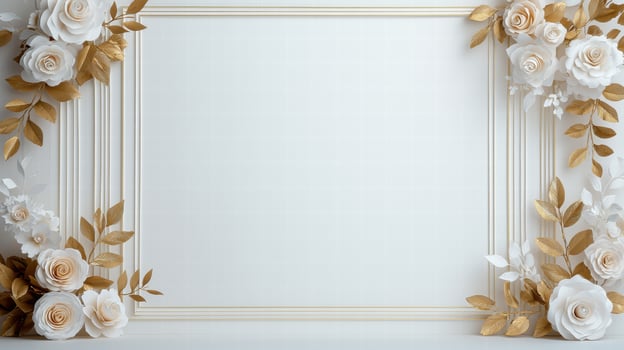 elegant floral frame with golden leaves photo