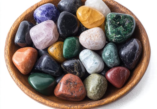 Assortment of natural gemstones and crystals photo