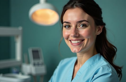Portrait woman Doctor Background of dentist office Hospital photo