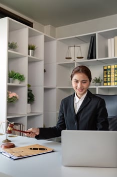 Lawyer consultation session modern office professional interaction bright environment engaging viewpoint legal expertise photo