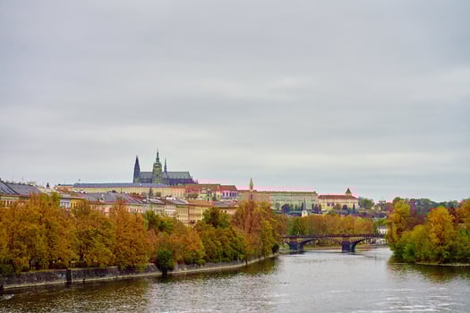 Prague cityscape in autumn season photo